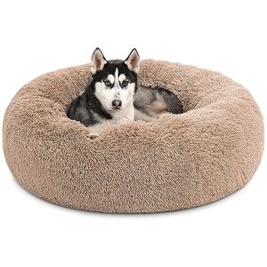 Bedsure Lit pour Chat Grand Donut Lits pour Chats d'intérieur, lit Moelleux pour Chaton Lavable, lit Douillet en Forme de Beignet avec Fond antidérapant, Gris, L 80 x l 80 x H 20 cm - Publicité