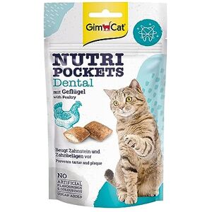 GimCat Nutri Pockets Dental Snack croustillant pour chats, avec une farce crémeuse et des ingrédients fonctionnels 1 sachet (1 à 60 g) - Publicité