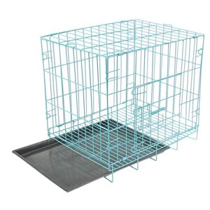POPETPOP Petite cage pour chien Niche pour chien Cage d'entraînement pour chiots Durable Pour la maison ou les voyages Bleu - Publicité