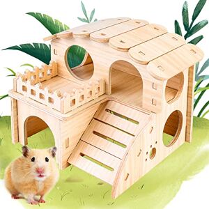 Vegena Maison Hamster,Maison en Bois pour Hamster,2 Etages Maisonnette pour Hamster,Hamster Maison d'angle,Jouet pour Hamster,Maison Cochon d'Inde,Accessoire Hamster pour Hamster Nain Cochon Gerbille Rongeu - Publicité