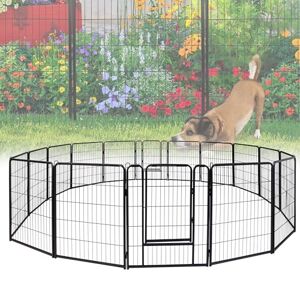 VA-Cerulean Enclos pour chiot avec 1 porte, 6 pièces, 65 x 80 cm, grille métallique noire, cage intérieure et extérieure pour lapins, chats, chiots - Publicité