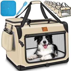 TRESKO ® Cage pliable pour chien avec tapis de fuite et spatule, taille M 61 x 42 x 42 cm, boîte de transport pour chiens et chats, caisse de transport pour petits et grands chiens, sac pour chien - Publicité