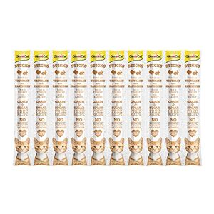 GimCat Sticks Dinde & lapin Bâtonnets moelleux à mâcher avec un pourcentage élevé de viande et sans sucre ajouté 1 multipack (10 sticks) - Publicité