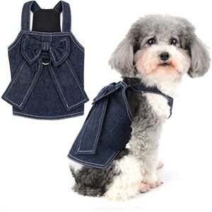 Zunea Chemise D'été pour Petit Chien Harnais Vêtements en Jean avec Anneau en D et N?UD Chiot Chat T-Shirt Veste pour Animal Domestique Chihuahua Yourkshire L - Publicité