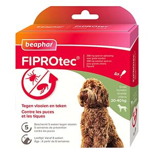 Beaphar – FIPROTEC 268 MG – Solution Spot-on pour Grands Chiens (20-40 kg) – À Base de Fipronil – Contre Les Puces – Protège Contre Les Infestations par Les Tiques – 4 Pipettes de 2,68 ML - Publicité