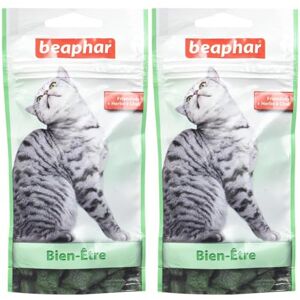 Beaphar – Friandises Bien-Être à l'herbe à Chat pour Chat – Complément Alimentaire enrichi en vitamines et minéraux – Favorise Le Bien-être intestinal – Sachet refermable de 35 g (Lot de 2) - Publicité