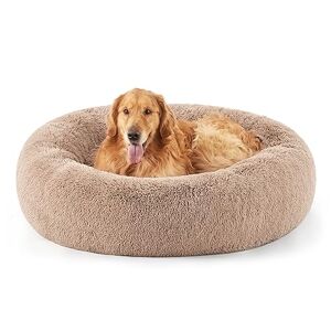 Bedsure Lit pour Chat Grand Donut Lits pour Chats d'intérieur, lit Moelleux pour Chaton Lavable, lit Douillet en Forme de Beignet avec Fond antidérapant, Gris, L 115 x l 115 x H 25 cm - Publicité