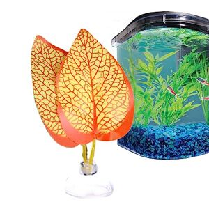 Rianpesn Hamac Feuille Betta,Faux bloc de feuilles de poisson Betta   Feuilles de Betta naturelles pour réservoir décoration ventouse poisson hamac feuille lieu de repos pour Betta - Publicité