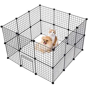 XhuangTech Parc pour animal domestique Cage pour petit animal Pour intérieur ou extérieur Clôture portable en fil métallique pour chiot, chaton, cochon d'Inde, tortue, hamster (24 panneaux) - Publicité