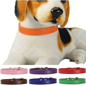 CUSROS Mode Réglable Faux Cuir Couleur Unie Chien Chat Chiot Cou Sangle Collier pour Animaux De Compagnie Bande Cadeau pour Votre Animal De Compagnie Café M - Publicité