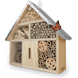 WILDLIFE FRIEND I Hotel A Insectes avec Toit Métallique Bois Non Traité, Maison pour Abeilles, Papillons Hôtels à Insectes avec Aide à La Nidification Hotel Insecte Extérieur. Publicité