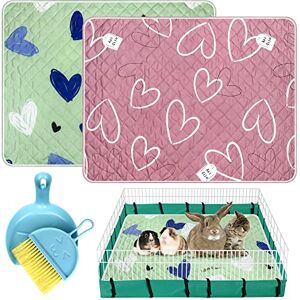 Miss Good Lot de 2 Doublures de Cage pour Cochon d'Inde avec Outils de Nettoyage Réutilisables Absorbantes Imperméables Lavables et Séchées à L'air Libre pour Petits Animaux Lapin Hamster Litiere Cochon d'Inde - Publicité