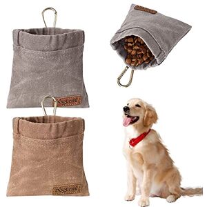 Lotvic Sac à Friandises pour Chien, 2PCS Sac de Friandises pour Chien, Imperméable Pochette à Friandises pour Chien, Sac de Dressage pour Chien avec Mousqueton, pour Promener Son Chien, (Gris+Marron) - Publicité