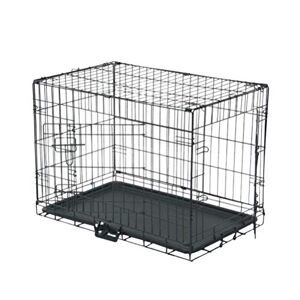 Balacoo Cage de Cage de Chien en Métal avec Toilettes pour Petit Chien Moyen Cage Chat Lapin Chiot Animal de Compagnie (Noir) - Publicité
