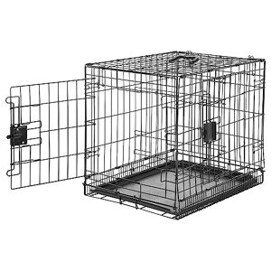 Amazon Basics Cage pour chien Durable,Pliable en fil métallique avec plateau, Double porte, L 61 x l 46 x H 51 cm, Noir - Publicité