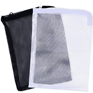 UKCOCO 10pcs Sac à Filtre pour Aquarium, Sac de Filet en Nylon avec Cordon, Poissons Réservoir Sac en Filet Chaussettes pour Aquarium et Piscine et Jardin, 15 x 20CM (Blanc et Noir) - Publicité