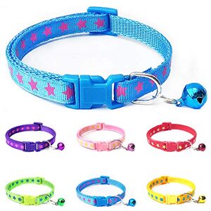 CUSROS Animaux Chien Chiot étoiles Imprimer Cloche Boucle Collier Réglable Collier Chat Cou Sangle Collier Bande Cadeau pour Votre Animal De Compagnie Violet Taille Unique - Publicité