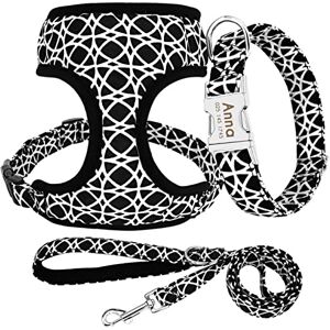 SARUEI Collier De Chien en Nylon Imprimé Laisse Harnais Caca Sac Ensemble Personnalisé Chien Chat Collier Réglable Harnais pour Animaux De Compagnie Gilet Fournitures pour Animaux De Compagnie,012 ENS - Publicité