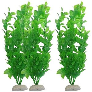 Ouneed ® 3PC Plastique Plante Artificielle pour Aquarium Base éramique 27cm - Publicité