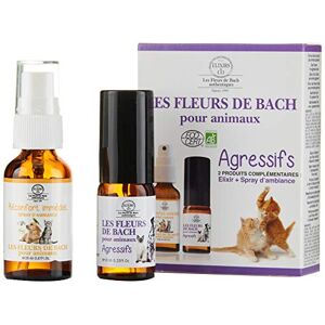 Elixirs & Co Les Fleurs de Bach pour Animaux BIO Programme Complet 1 Elixir + Spray d'ambiance Agressifs - Publicité