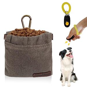 RAFIYU Sac à Friandises pour Chien, Sac de Dressage pour Chien, Sac de Nourriture pour Chien de Dressage Mains Libres avec Mousqueton pour l'entraînement et l'éducation des Chiots (Gris) - Publicité