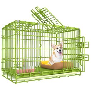 PJDDP Cage pour Chien, Cage pour Chiot Portable, Petite Cage pour Chien avec Poignée De Transport Et Plateau De Base en Plastique Résistant À La Mastication pour Le Dressage des Chiots,M - Publicité