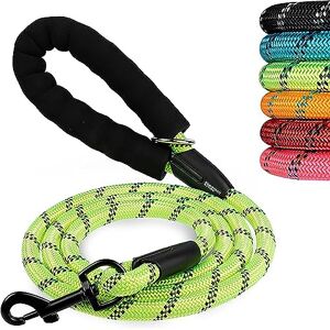 Lapet 1,5m Laisse Chien, Corde Laisse pour Chien avec poignée rembourrée Souples et Fils réfléchissants en Nylon Durable Laisse de sécurité pour Tous Les Taille Chien (Vert) - Publicité