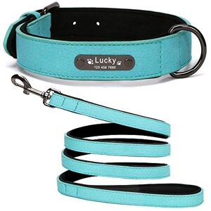 Gulunmun Collier de Chien personnalisé personnalisé Chiens Colliers gravé nom Collier pour Les Grands Petits Chiens Chiot ID Colliers réglable Chat Collier-Collier Bleu Laisse L - Publicité