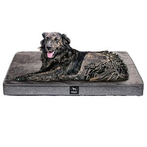 EST. 2022 DOGGO Doggo Lit pour chien lavable et matelas orthopédique en mousse à mémoire de forme avec housse amovible lavable et doublure intérieure imperméable, gris, 105 x 68 x 7 cm (XL) - Publicité