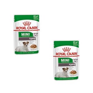 ROYAL CANIN Mini Ageing 12+   Pack Double   2 x 12 x 85 g   Aliment Complet pour Chiens Seniors de Petites Races   Peut Aider à Soutenir la santé rénale des Chiens   en Sauce - Publicité