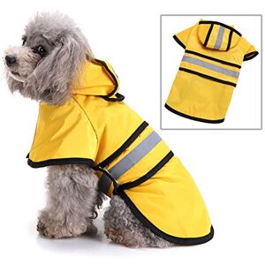 smalllee_lucky_store réfléchissante manteau chien pluie avec capuche manteau imperméable avec trou de laisse légère réglable poncho pour petite moyenne et grande taille chiens,jaune,S - Publicité