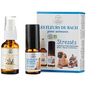 Elixirs & Co Les Fleurs de Bach pour Animaux BIO Programme Complet 1 Elixir + Spray d'ambiance Stressés - Publicité