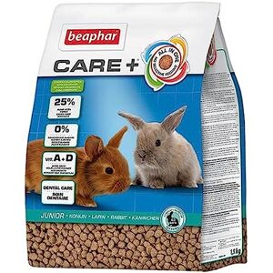 Beaphar – CARE+ – Alimentation Super Premium extrudée pour lapin junior – 25% de fibres – Appétent, sans sucre ajouté ni colorant – Haute digestibilité – Aide à l’usure naturelle de dents – 1.5 kg - Publicité