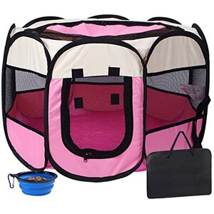 PJDDP Parc Pliable pour Chien, Tente Pliante pour Animaux De Compagnie, 8 Panneaux pour Cage De Jeu pour Chien Et Chat,Utiliser À L'intérieur Et À L'extérieur avec Bol De Voyage Gratuit,Rose,S - Publicité