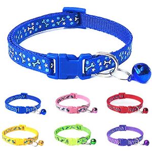 CUSROS Chien Chat Os Impression Cloche Réglable Boucle Collier Collier Tour De Cou Sangle Collier Bande Cadeau pour Votre Animal De Compagnie Violet foncé Taille Unique - Publicité