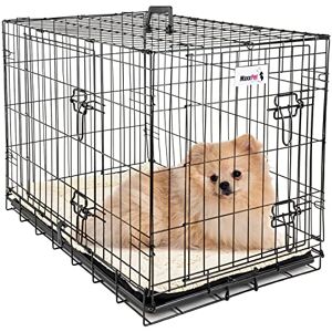 MaxxPet Cage pour Chien Niches Chiot Chenils Chien Pliable en Métal 2 Portes Incluant Plaid de Luxe Transport 61x43x48 cm Noir - Publicité