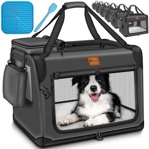 TRESKO ® Cage pliable pour chien avec tapis anti-fuite et spatule M 61 x 42 x 42 cm   Cage de transport pour chiens et chats   Cage de transport pour chiens de petite et grande taille   Sac de - Publicité