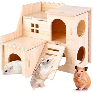 Vegena Maison Hamster,2 Etages Maison en Bois pour Hamster,Maisonnette pour Hamster,Hamster Maison d'angle,Jouet pour Hamster,Maison Cochon d'Inde,Accessoire Hamster pour Hamster Nain Cochon Gerbille Rongeu - Publicité