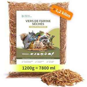 Detox Organica vers de Farine Séchés [ Qualité Premium ] Friandise pour Oiseaux, Hérissons, Tortues, Reptiles, Poissons, Rongeurs -Animaux Sauvages + Compagnie 100% Naturel, sans additifs (1.2kg, VersFarine) - Publicité