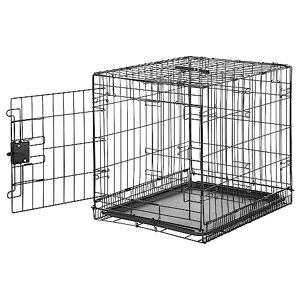 Amazon Basics Cage pour chien Durable,Pliable en fil métallique avec plateau, Porte simple, L 61 x l 46 x H 51 cm, Noir - Publicité