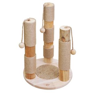 Arbre a chats en bois veritable Kaiser de VOSS.pet, colonne griffoir premium, pin massif, 57 cm