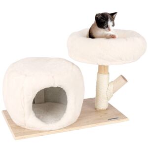 Arbre a chat en bois naturel Mary de VOSS.pet - avec niche griffoir design premium, 42cm