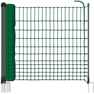 Filet de clôture BASIC 25m de VOSS.farming, clôture pour poules, clôture pour chiens, 112 cm, 7 piquets, 2 pointes, non-électrifiable