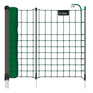 Filet pour petits animaux 25 m, clôture pour les lapins farmNET+ de VOSS.farming, haut. 65 cm, 11 piquets, 1 pointe, vert