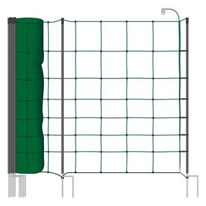 Filet de clôture electrique, filet pour ovins de VOSS.farming classic+, 50 m, 90 cm, 20 piquets, 2 pointes, vert