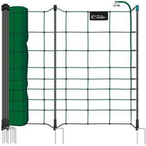 Voss Filet électrifiable farmNET+ de VOSS.farming, pour ovins, caprins, 50 m, 108 cm, 20 piquets, 2 pointes, vert