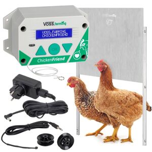 Kit: ChickenFriend - Dispositif automatique pour porte de poulailler VOSS.farming avec trappe en alu 430 x 400 mm