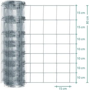 Clôture de protection Premium contre les animaux sauvages VOSS.farming, 50 m, fil grillagé, hauteur 80 cm - 80/08/15, galvanisé