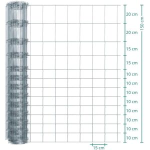 Clôture de protection Premium Plus contre les animaux sauvages de VOSS.farming, 50 m, fil grillagé, hauteur 150 cm - 150/13/15, galvanisé