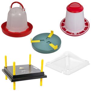 Kit complet plaque de chauffage 30 x 30 cm + abreuvoir + distributeur automatique de nourriture + couvercle + chauffage pour abreuvoir